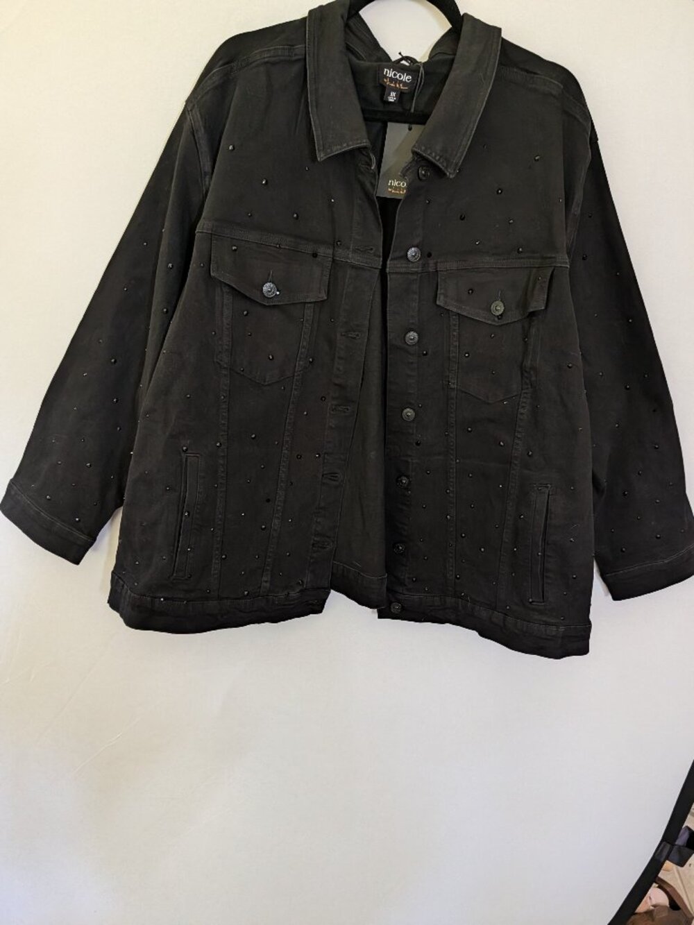 Nicole Mille Black Denim Jacket NWT 3X